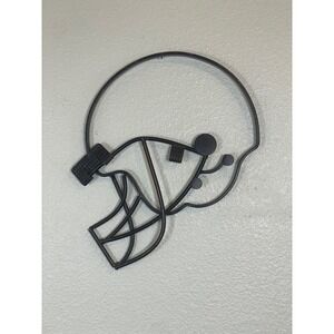 Metal Football Helmet Wall Decor Art Black Vintage Style Game Day Man Cave